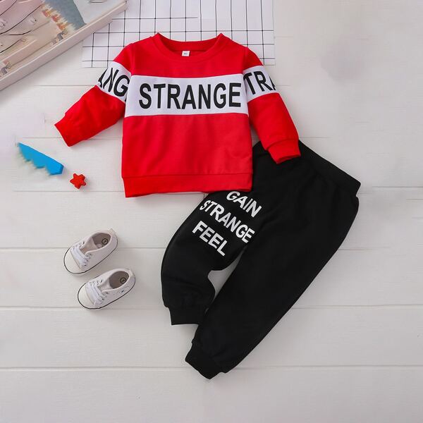 

Toddler Girls Colorblock Letter Graphic Sweatshirt & Sweatpants, Multicolor