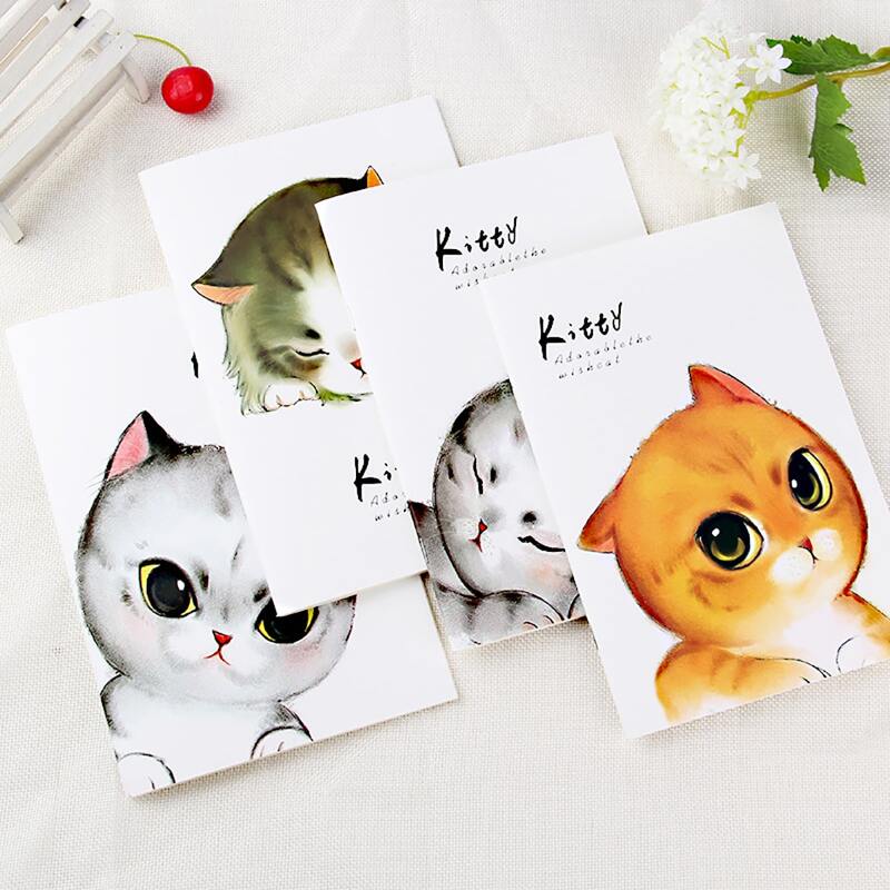 

1pc Cat Print Random Notebook, Multicolor
