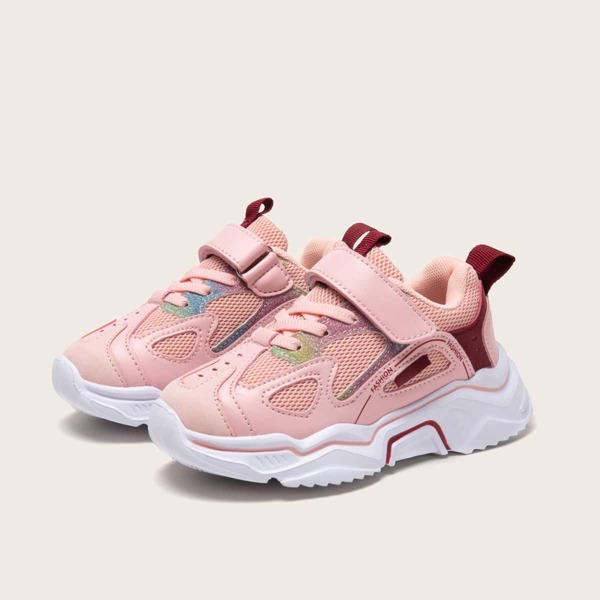 

Girls Glitter Velcro Strap Sneakers, Pink