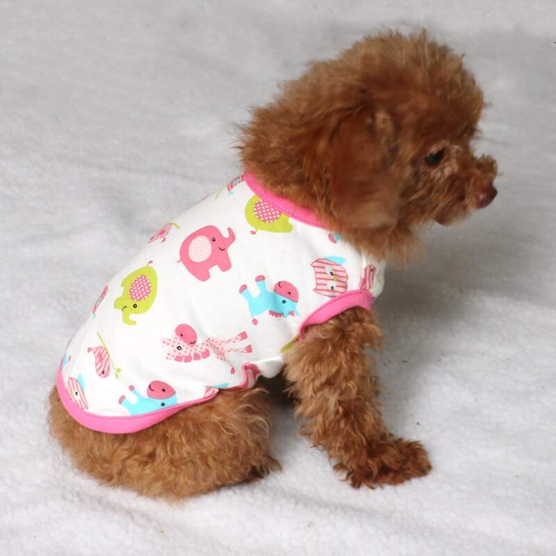 

Cartoon Graphic Contrast Binding Pet Tank, Hot pink