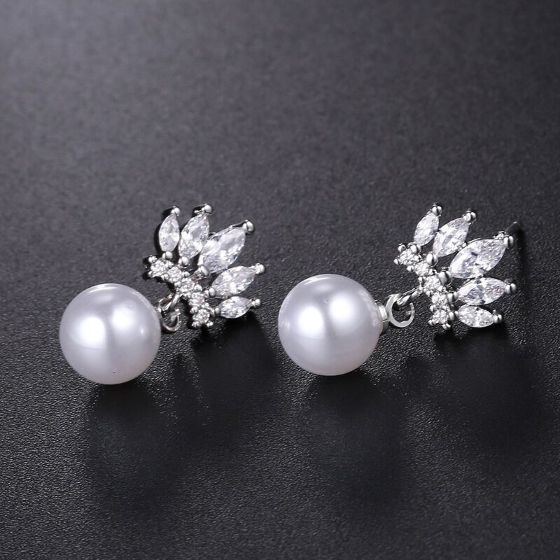 

Rhinestone Crown Drop Earrings, Silver