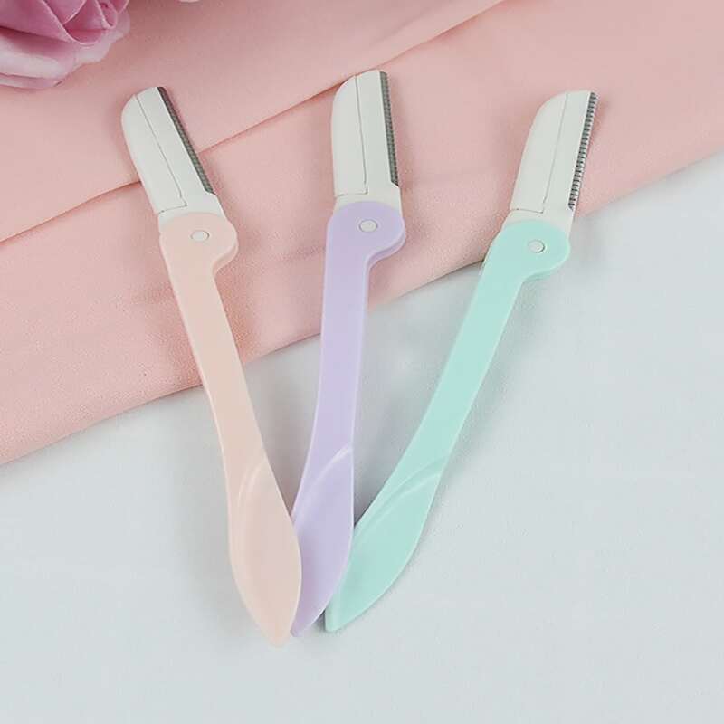 

3pcs Folded Eyebrow Trimming Knife, Multicolor