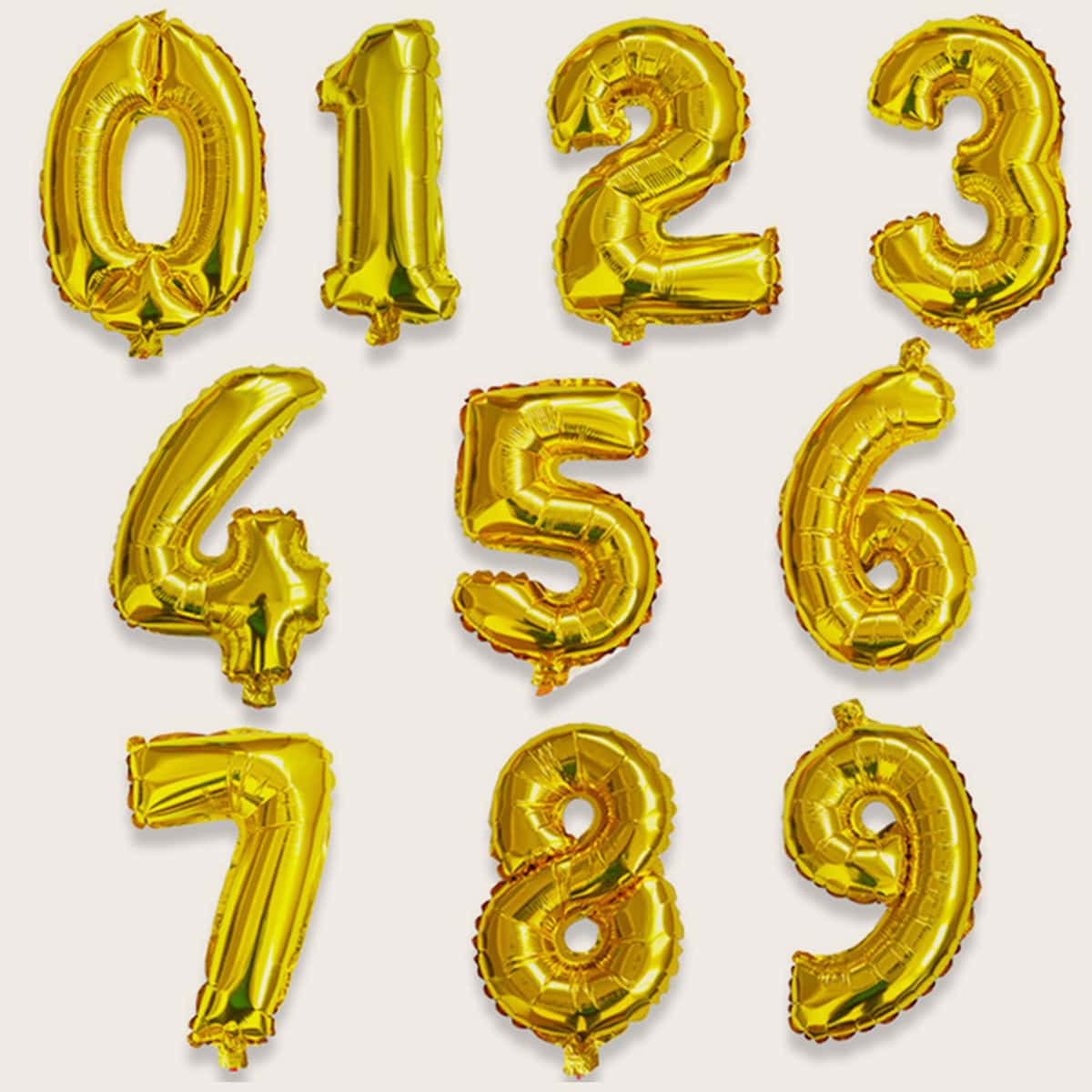 1pc Digital Shaped Balloon, Gold