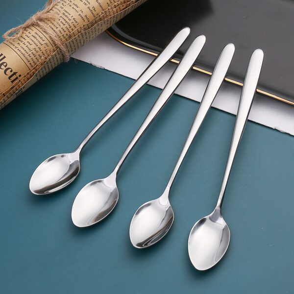 

4pcs Stainless Steel Minimalist Spoon, Silver
