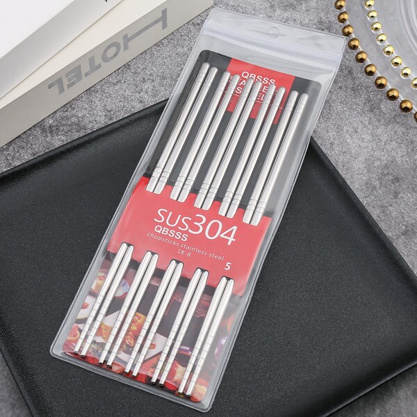 

5pairs Stainless Steel Chopstick, Silver