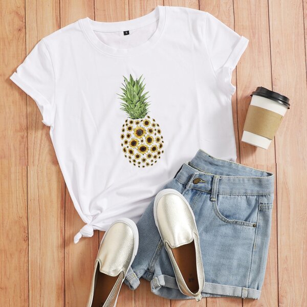 

Sunflower And Pineapple Print Tee, White