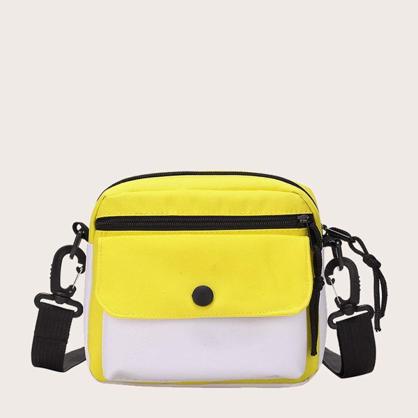 

Kids Snap Button Color Block Crossbody Bag, Yellow