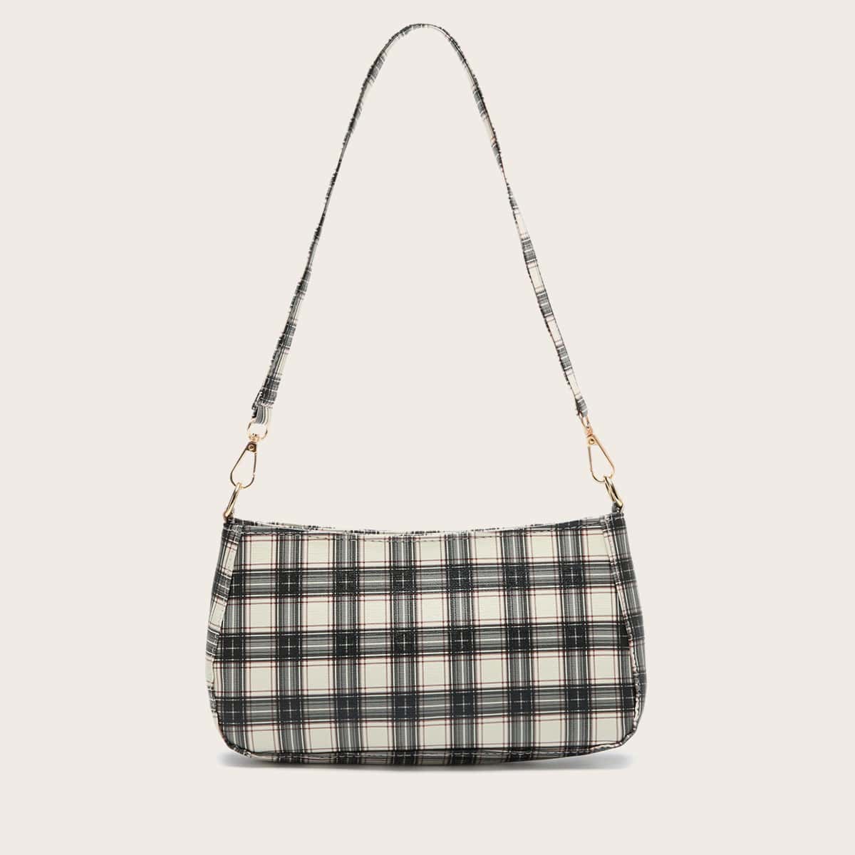 

Plaid Baguette Bag, Multicolor