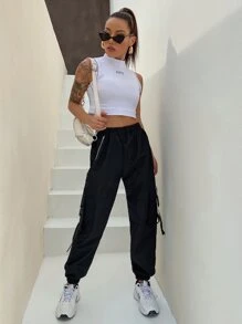 Coolane 翻蓋口袋搭扣織帶工裝褲子帶鏈條