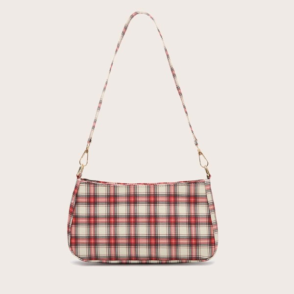 

Plaid Baguette Bag, Multicolor