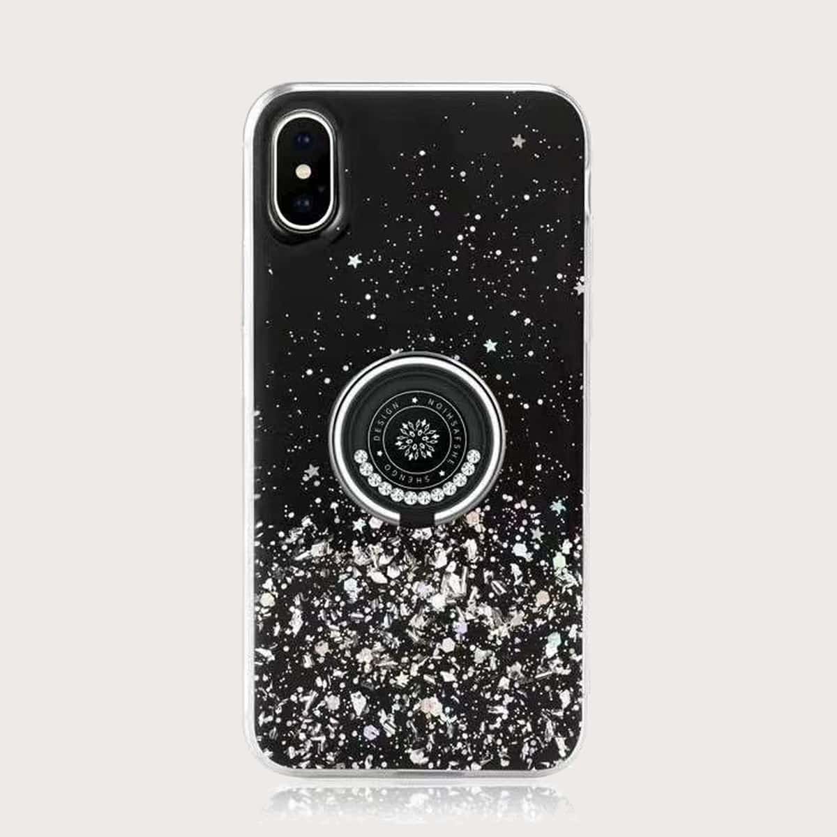 

Glitter Ring Holder Phone Case, Black