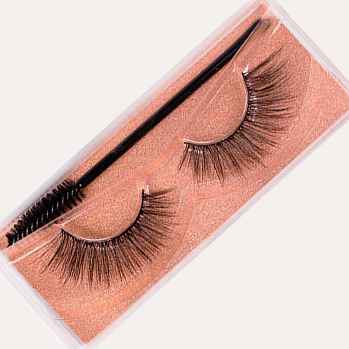 

1pair Natural Thick Fake Eyelashes & 1pc Brush, Black