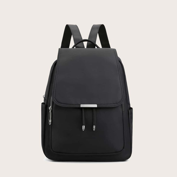 

Large Capacity Plain Flap Backpack, Black