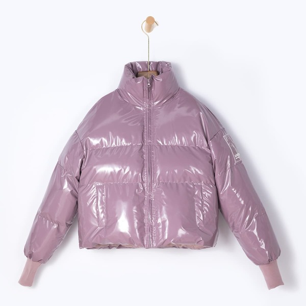 

Ватная куртка оверсайз из лакированной кожи, Пыльный розовый
