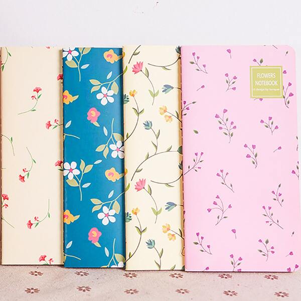 

1pc Flower Print Random Notebook, Multicolor