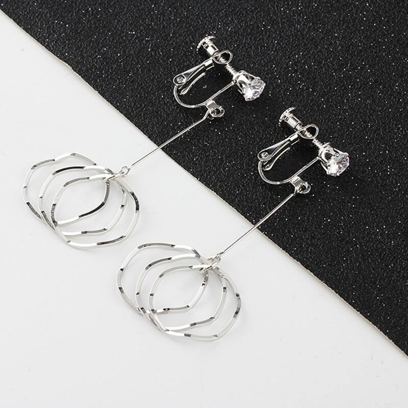 

Chain Linked Hoop Drop Earrings, Silver