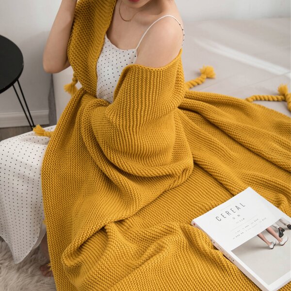 

Solid Color Tassel Blanket, Ginger