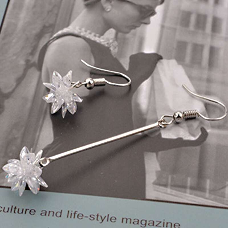 

Ice Flower Drop Earrings, Silver