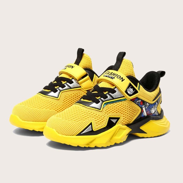 

Boys Letter Graphic Velcro Strap Sneakers, Yellow