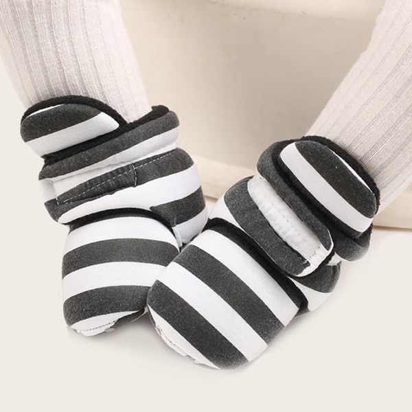 

Baby Boy Striped Ankle Boots, Black and white