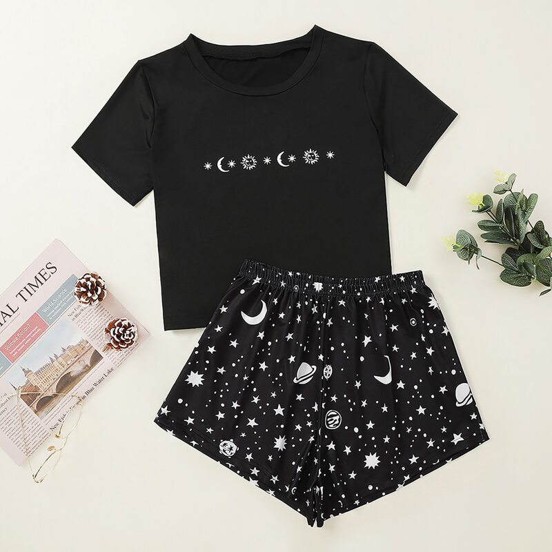 

Galaxy Print PJ Set, Black