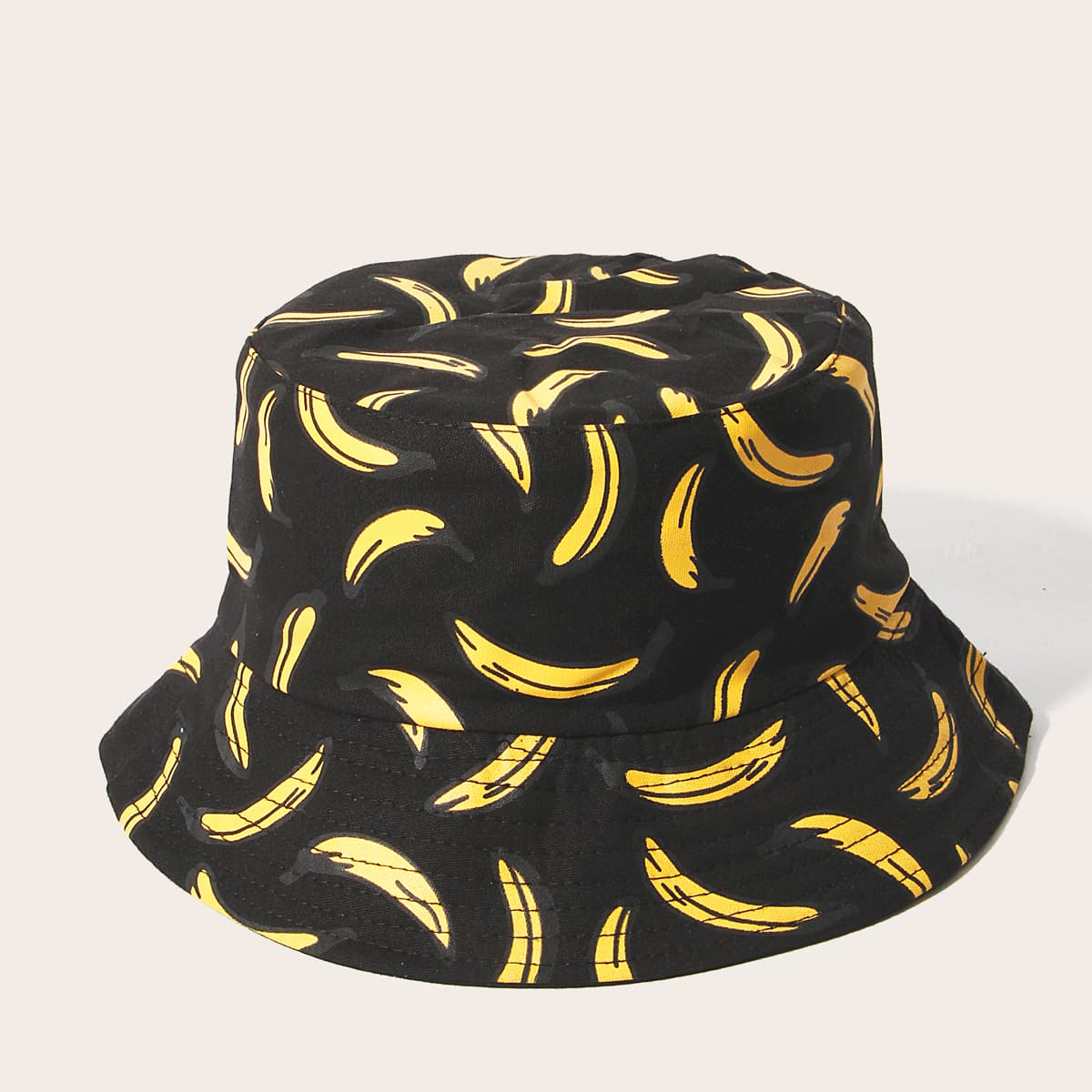 

Guys Banana Print Bucket Hat, Black