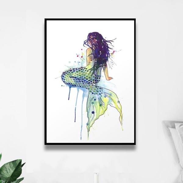 

Mermaid Print DIY Diamond Painting Without Frame, Multicolor