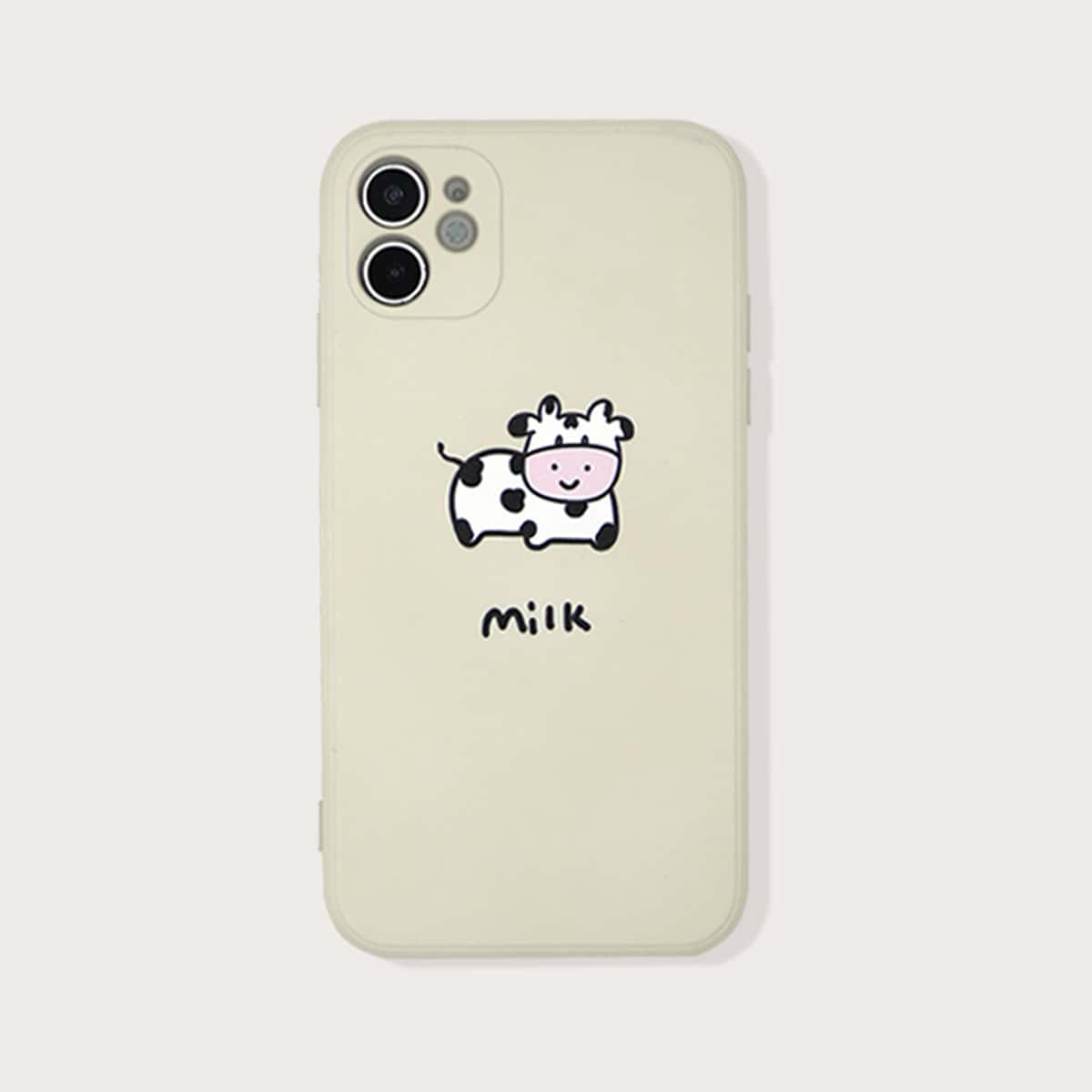 

Cartoon Cow iPhone Case, Beige