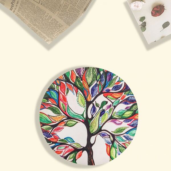 

Colorful Leaf Pattern Round Mouse Pad, Multicolor