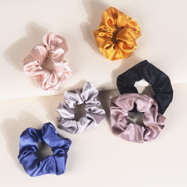 

6pcs Toddler Girls Solid Scrunchies, Multicolor