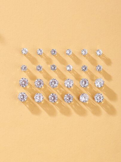 12pairs Rhinestone Stud Earrings