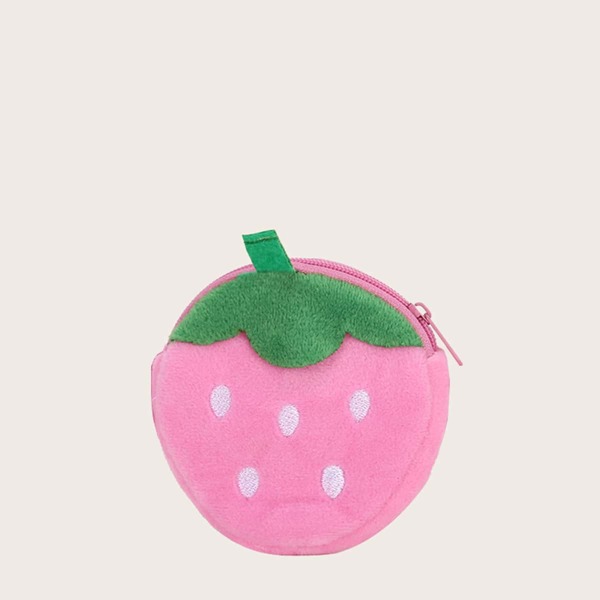 

Girls Strawberry Design Zipper Wallet, Pink