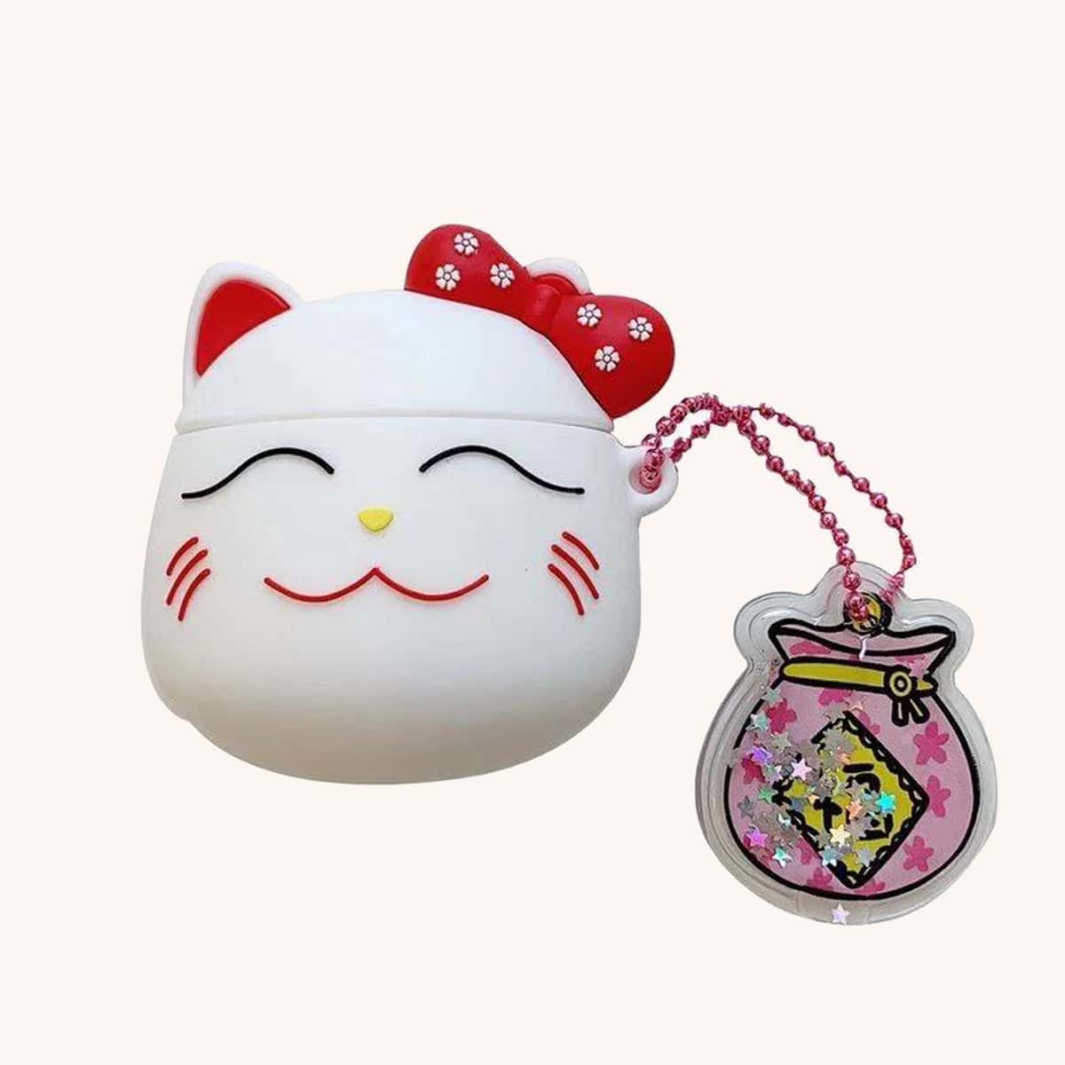 

Lucky Cat Shaped AirPods Case, White