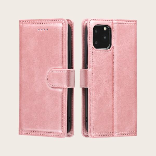 

1pc Button PU iPhone Case, Pink