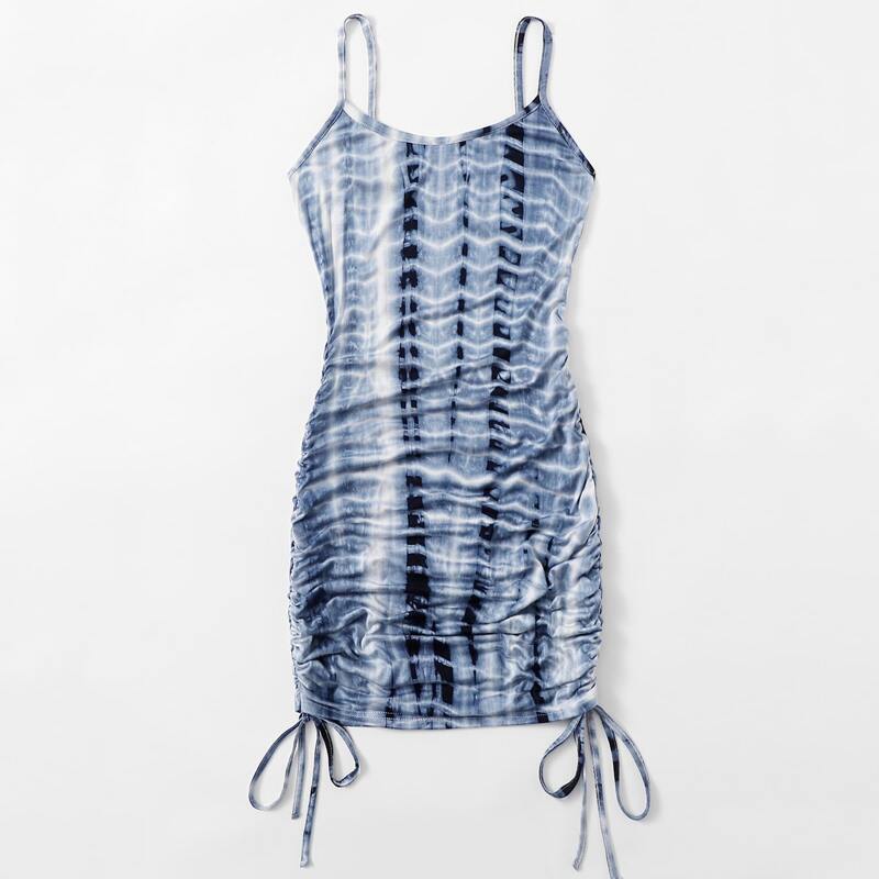 

Tie Dye Drawstring Ruched Dress, Multicolor