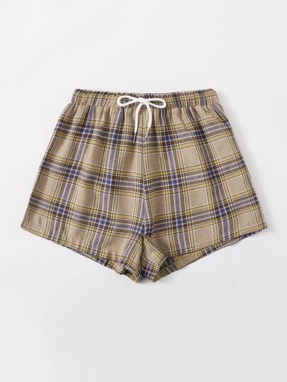 Plaid Tie Front Shorts