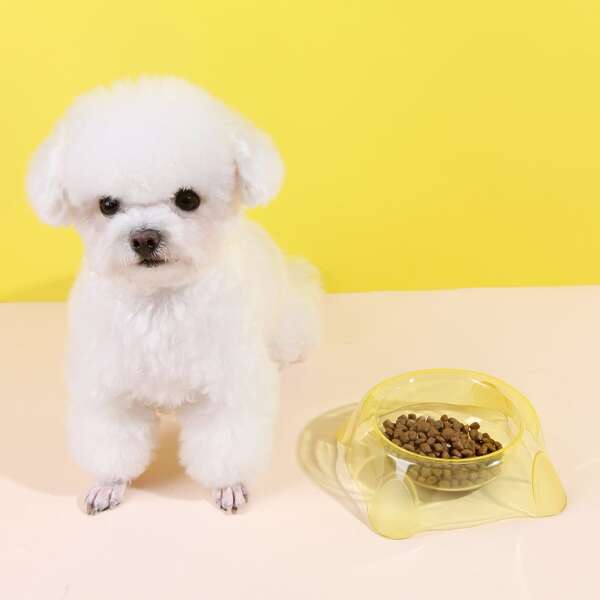 

1pc Clear Pet Bowl, Yellow