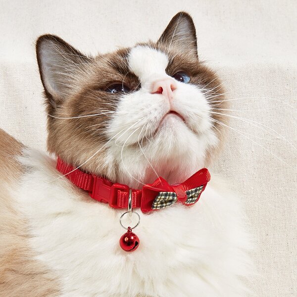 

Plaid Bow Decor Pet Collar, Red