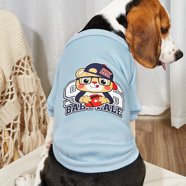 

Cartoon Graphic Pet Sweatshirt, Baby blue