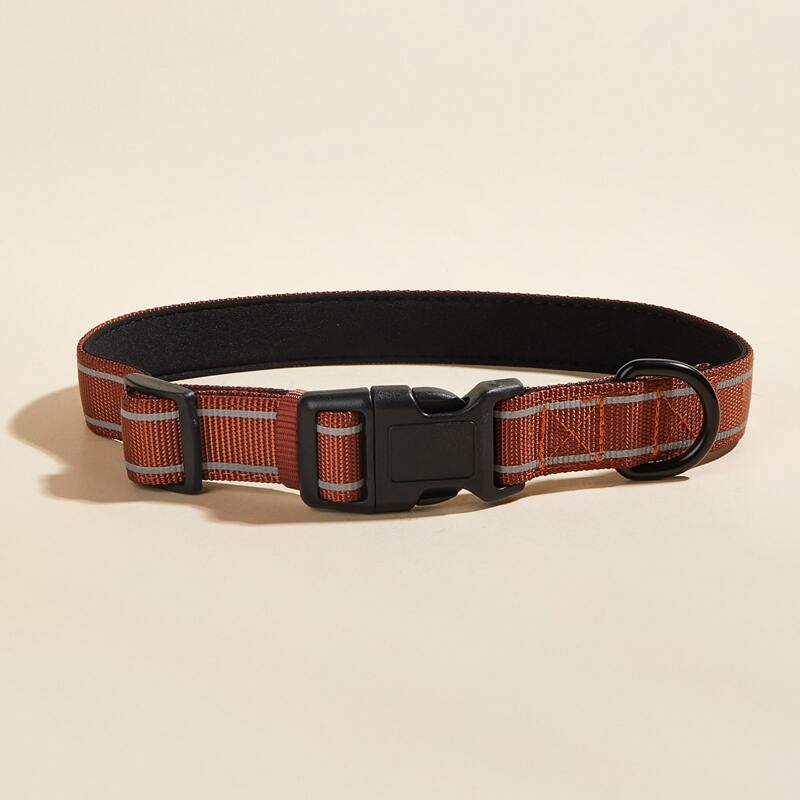 

Reflective Stripe Dog Collar, Coffee brown