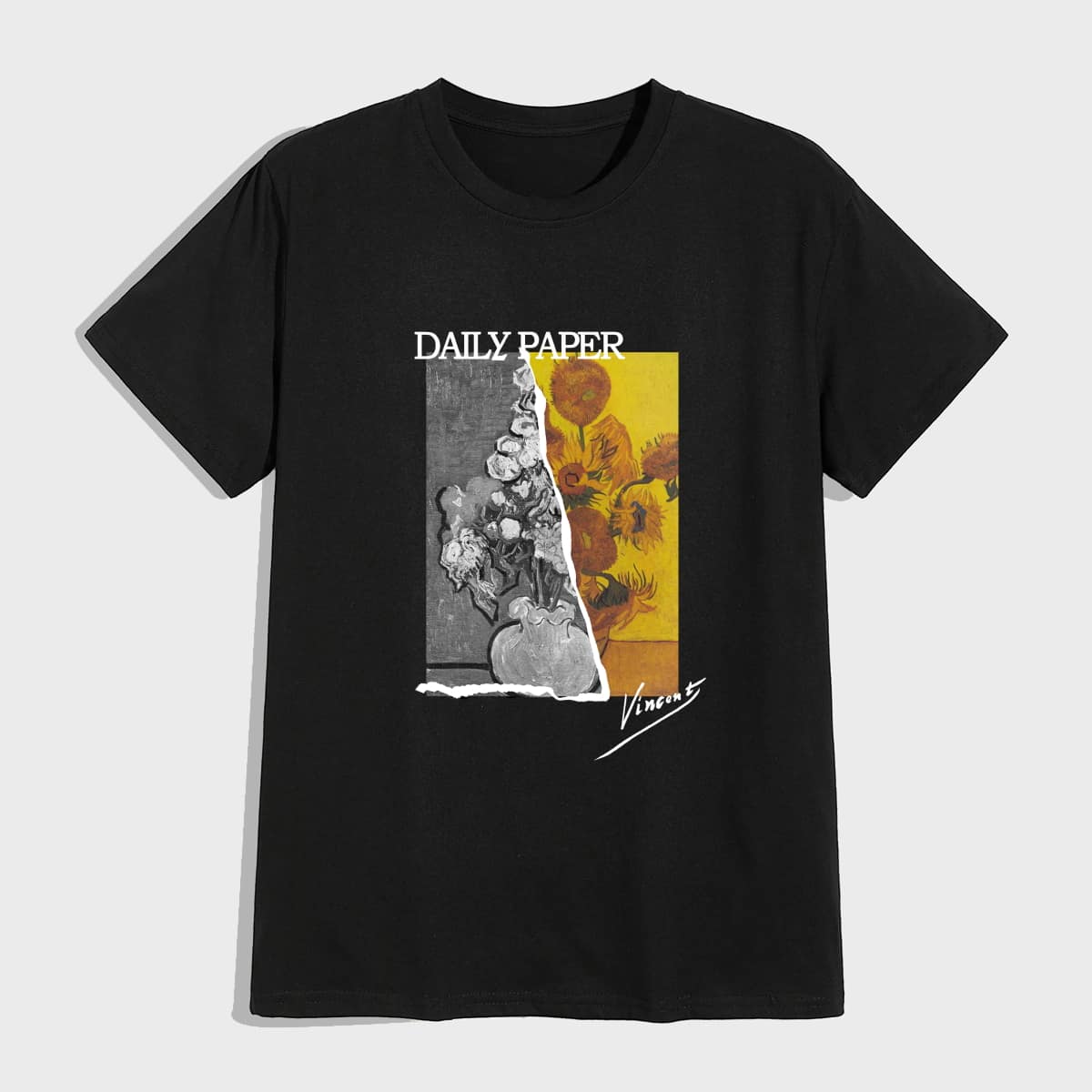 

Guys Letter Sunflower Graphic Tee, Black