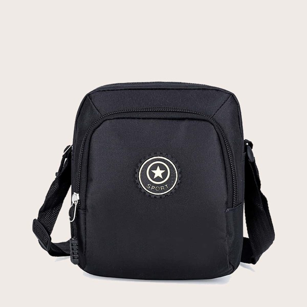 

Men Star Decor Crossbody Bag, Black