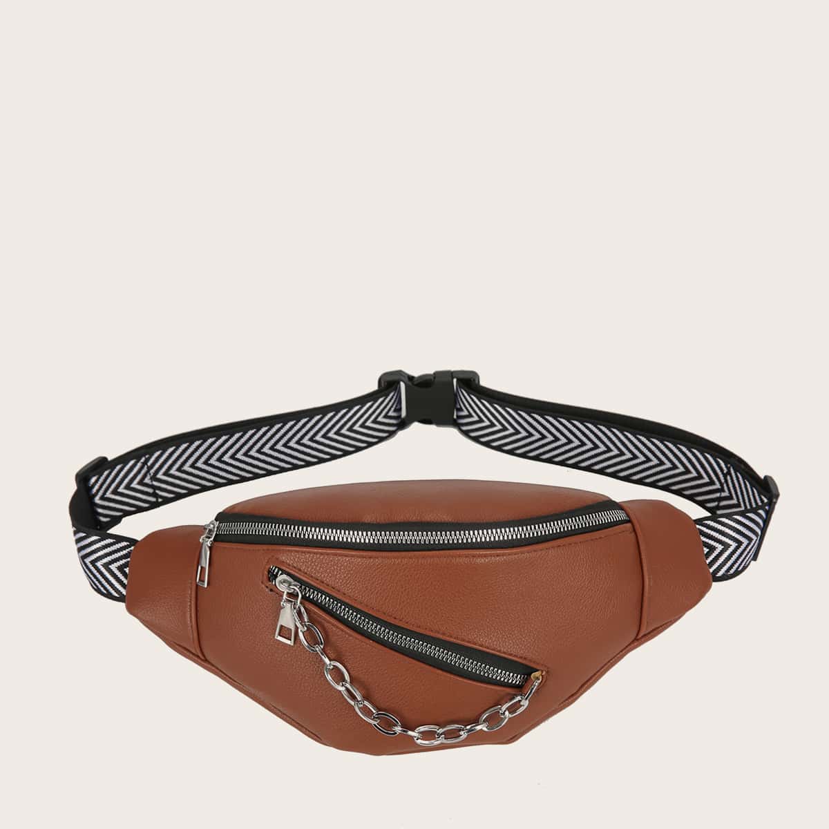 Image of Chain Decor Chevron Strap Bum Bag