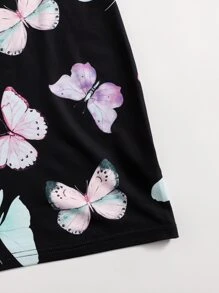SHEIN Qutie Plus Allover Butterfly Print Knot Shoulder Cami Dress - Multicolor - View 4