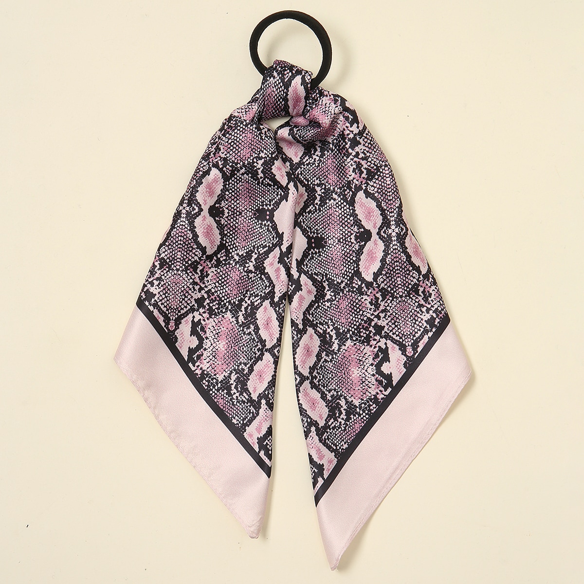 Image of Snakeskin Pattern Bow Knot Decor Scrunchie Scarf