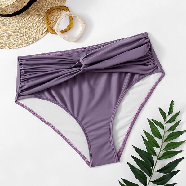 

Plus Twist Front High Waisted Bikini Panty, Mauve purple
