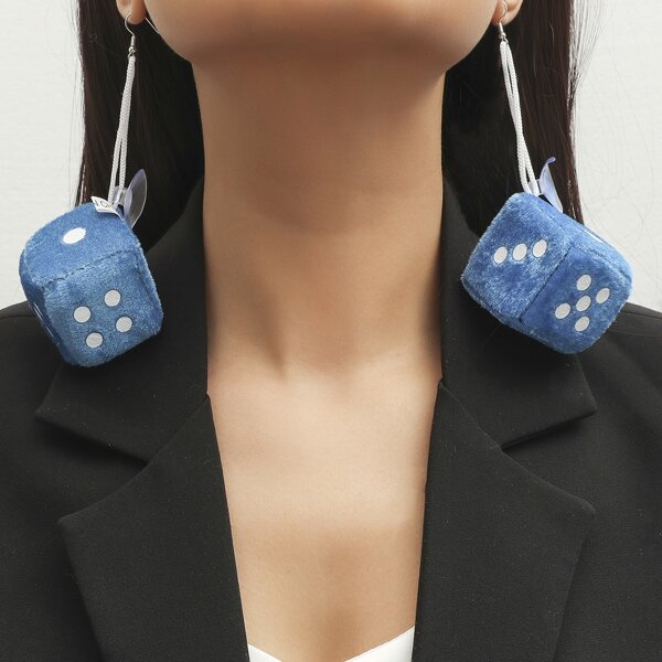 

Dice Drop Earrings, Blue