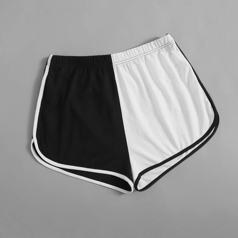 

Colorblock Dolphin Shorts, Black and white