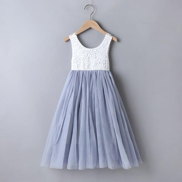 

Girls Contrast Lace Two Tone Tutu Dress, Multicolor