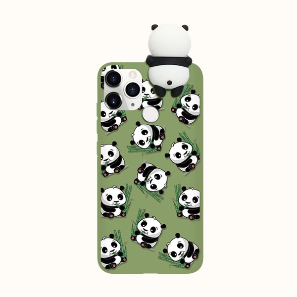 

Cartoon Panda Print Phone Case, Green